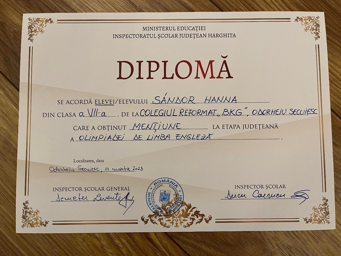 Angol verseny diploma